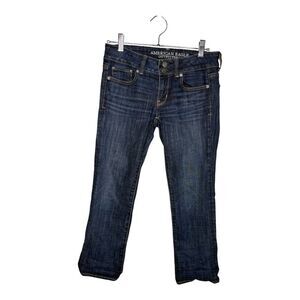 American Eagle Dark Wash Artist Crop Jeans Size 0